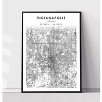Indianapolis, Indiana Scandinavian Map Print 