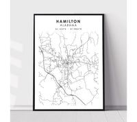 
              Hamilton, Alabama Scandinavian Map Print 
            