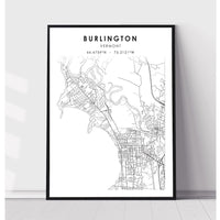 Burlington, Vermont Scandinavian Map Print 