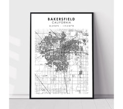 Bakersfield, California Scandinavian Map Print 