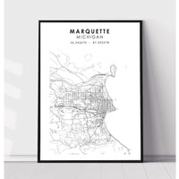 Marquette, Michigan Scandinavian Map Print 