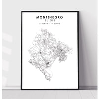 Montenegro Scandinavian Style Map Print 