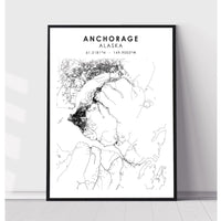 Anchorage, Alaska Scandinavian Map Print 