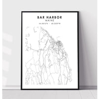 Bar Harbor, Maine Scandinavian Map Print 