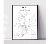 
              Ennis, Montana Scandinavian Map Print 
            