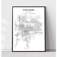 Cheyenne, Wyoming Scandinavian Map Prin