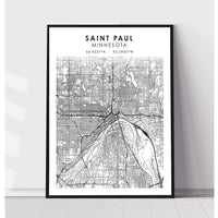 Saint Paul, Minnesota Scandinavian Map Print 