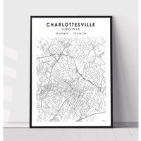 Charlottesville, Virginia Scandinavian Map Print 