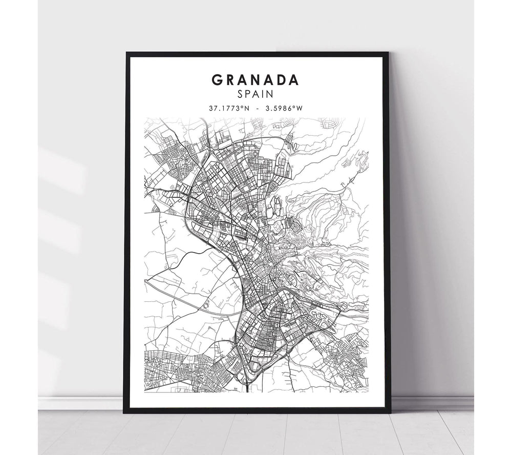 Granada, Spain Scandinavian Style Map Print 