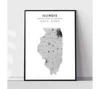 
              Illinois, United States Scandinavian Style Map Print 
            
