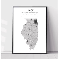 Illinois, United States Scandinavian Style Map Print 