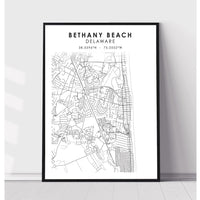Bethany Beach, Delaware Scandinavian Map Print 