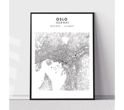Oslo, Norway Scandinavian Style Map Print 