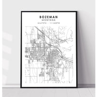 Bozeman, Montana Scandinavian Map Print 