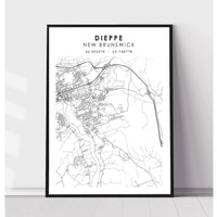 Dieppe, New Brunswick Scandinavian Style Map Print 