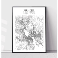 Halifax, Nova Scotia Scandinavian Style Map Print 