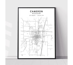 Cameron, Missouri Scandinavian Map Print 