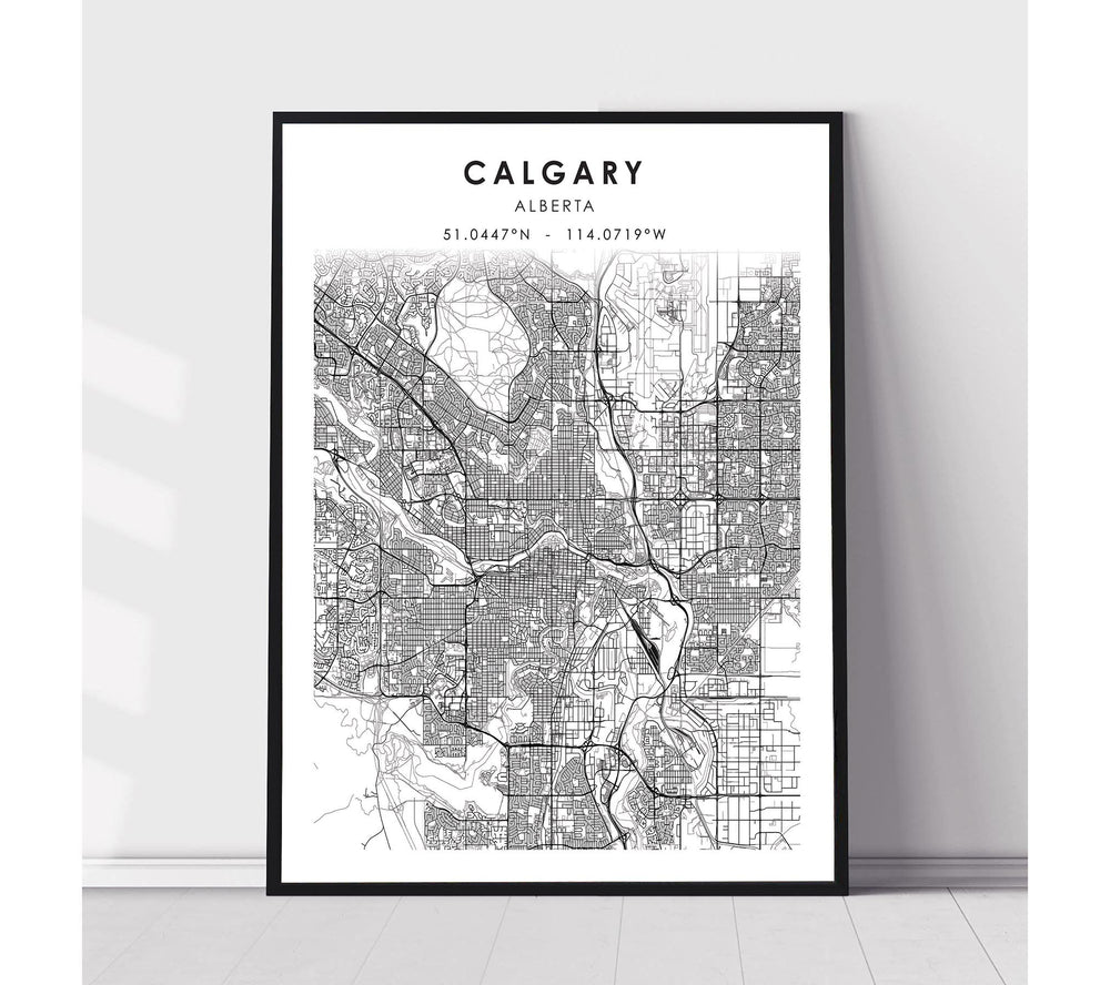 Calgary, Alberta Scandinavian Style Map Print 