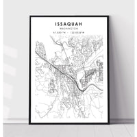 Issaquah, Washington Scandinavian Map Print 