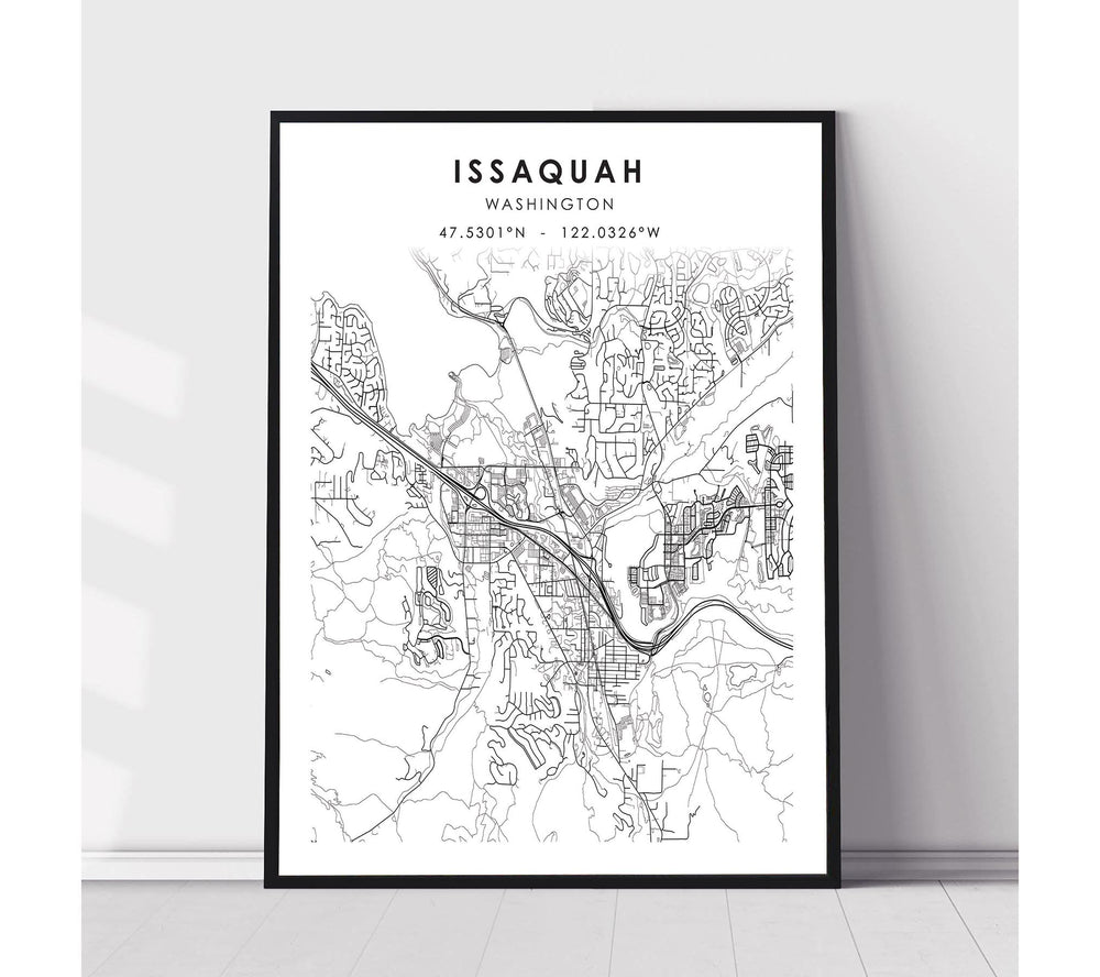 Issaquah, Washington Scandinavian Map Print 