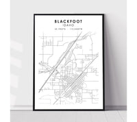 
              Blackfoot, Idaho Scandinavian Map Print 
            