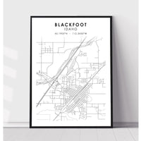 Blackfoot, Idaho Scandinavian Map Print 