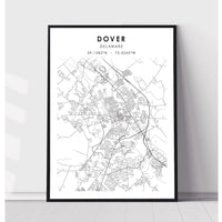 Dover, Delaware Scandinavian Map Print 