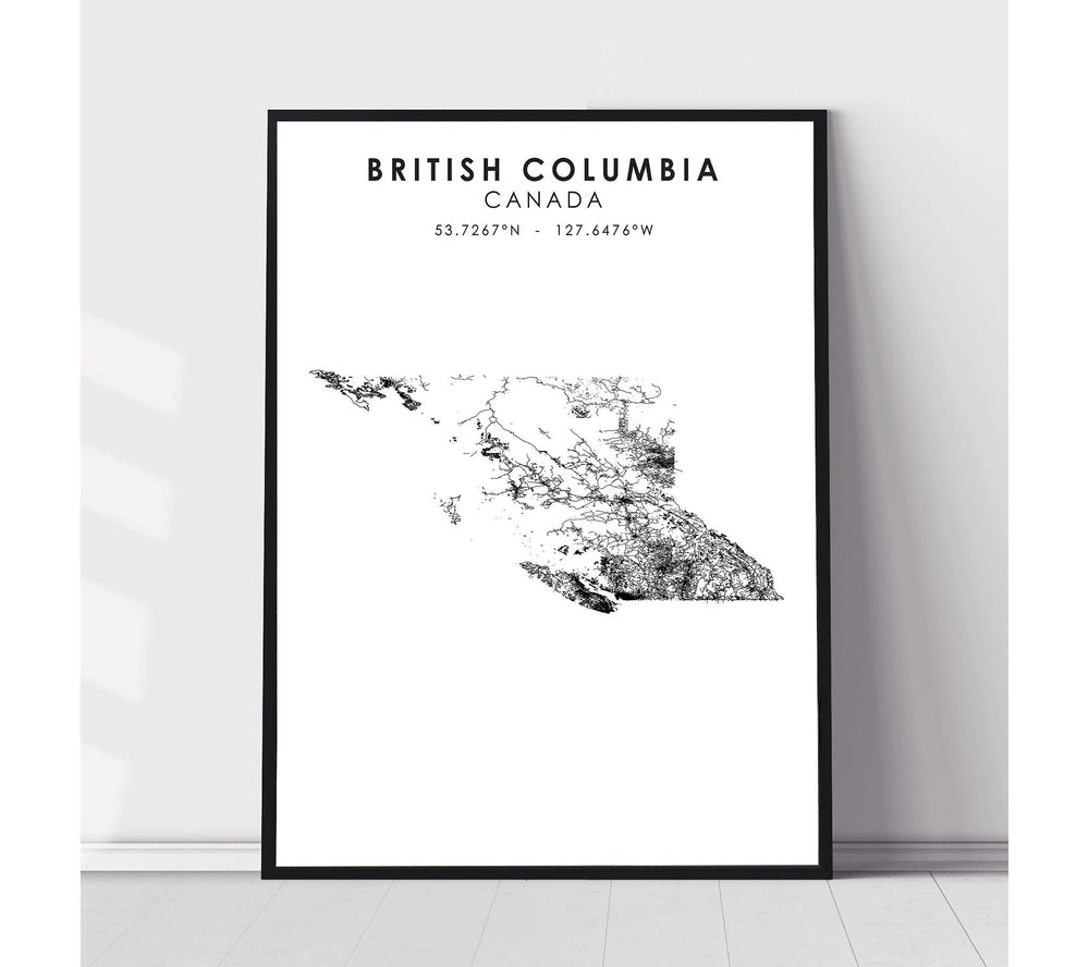 British Columbia,  Scandinavian Style Map Print 