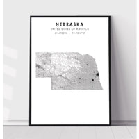 Nebraska, United States Scandinavian Style Map Print 