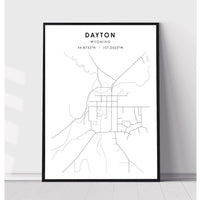 Dayton, Wyoming Scandinavian Map Print 