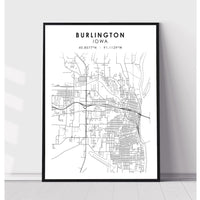 Burlington, Iowa Scandinavian Map Print 