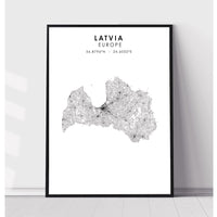 Latvia Scandinavian Style Map Print 