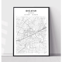 Decatur, Georgia Scandinavian Map Print 