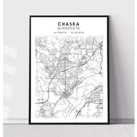 Chaska, Minnesota Scandinavian Map Print 