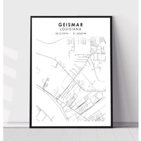 Geismar, Louisiana Scandinavian Map Print 