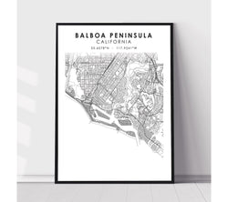 Balboa Peninsula, California Scandinavian Map Print 