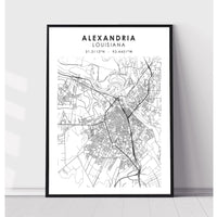 Alexandria, Louisiana Scandinavian Map Print 