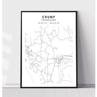 Crump, Tennessee Scandinavian Map Print 