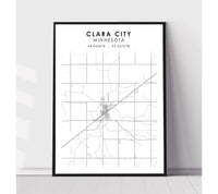 
              Clara City, Minnesota Scandinavian Map Print 
            