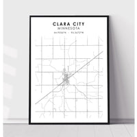 Clara City, Minnesota Scandinavian Map Print 