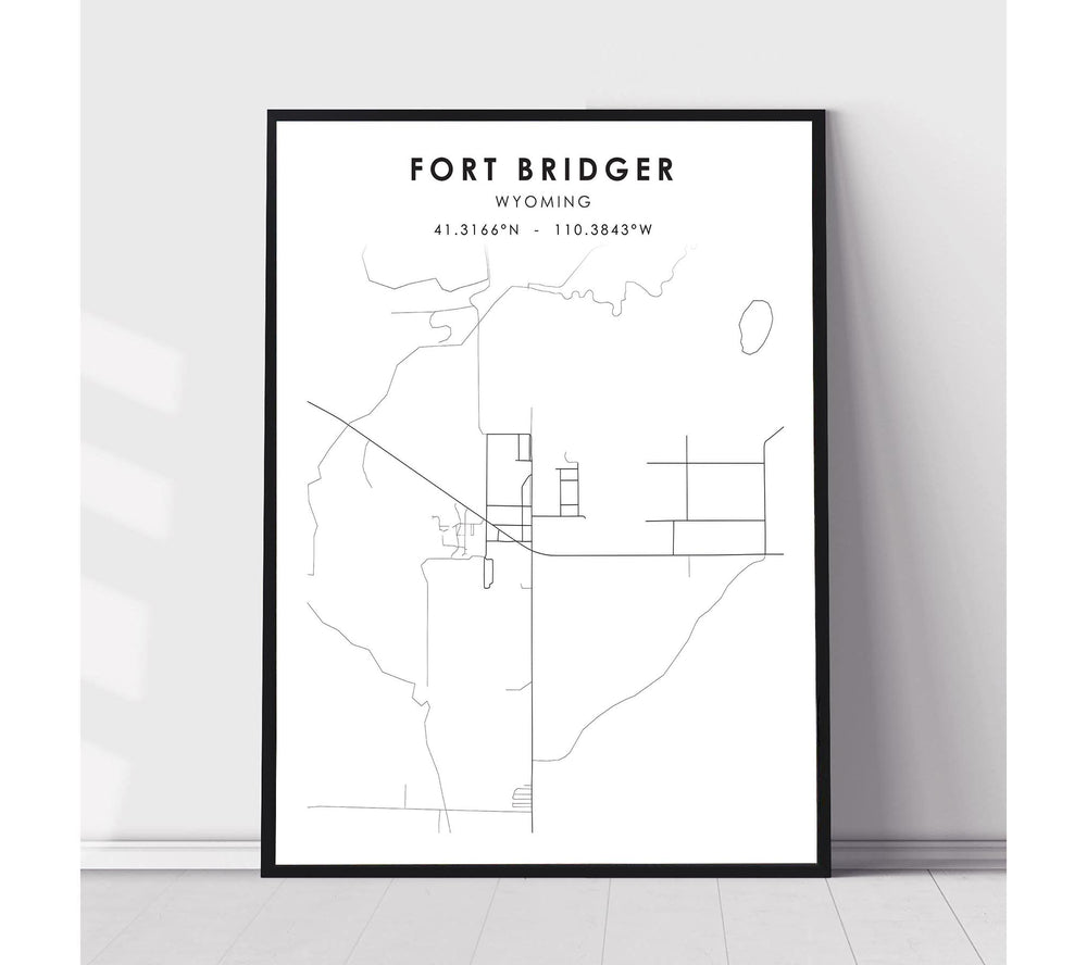 Fort Bridger, Wyoming Scandinavian Map Print 
