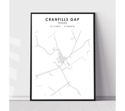 Cranfills Gap, Texas Scandinavian Map Print 