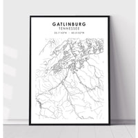 Gatlinburg, Tennessee Scandinavian Map Print 