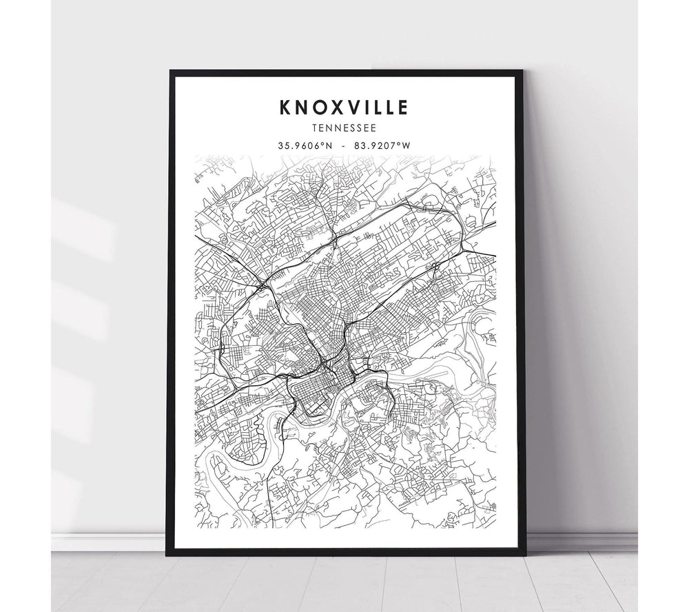 Knoxville, Tennessee Scandinavian Map Print 