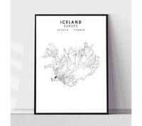 Iceland Scandinavian Style Map Print