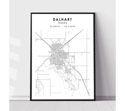 Dalhart, Texas Scandinavian Map Print 