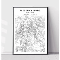 Fredericksburg, Virginia Scandinavian Map Print 