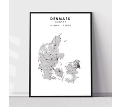 Denmark Scandinavian Style Map Print 