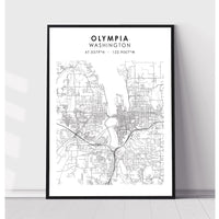 Olympia, Washington Scandinavian Map Print 