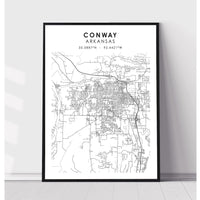 Conway, Arkansas Scandinavian Map Print 